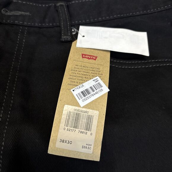 LEVI 505 REGULAR STRAIGHT  MENS JEANS 38*x30* Black  NWT - see measurements - Picture 7 of 11